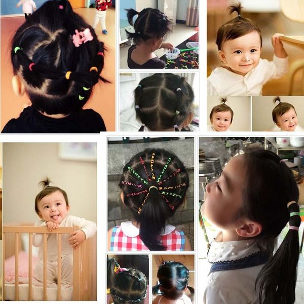 

hair accessories 2000pcs girls nylon ties elastic bands children ponytail holder rubber kids headband gum for, Slivery;white