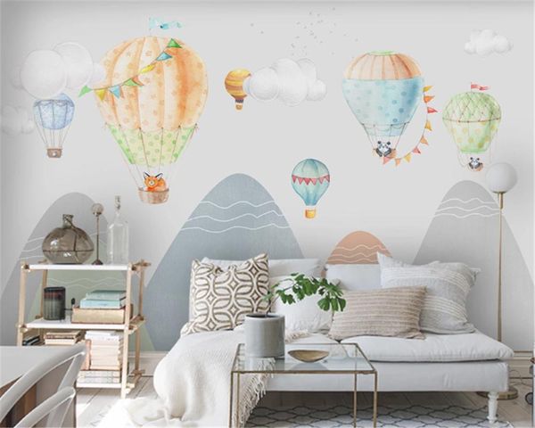 

custom any size mural wallpaper 3d hand drawn cartoon air balloon wall painting kid's bedroom background wallpapers