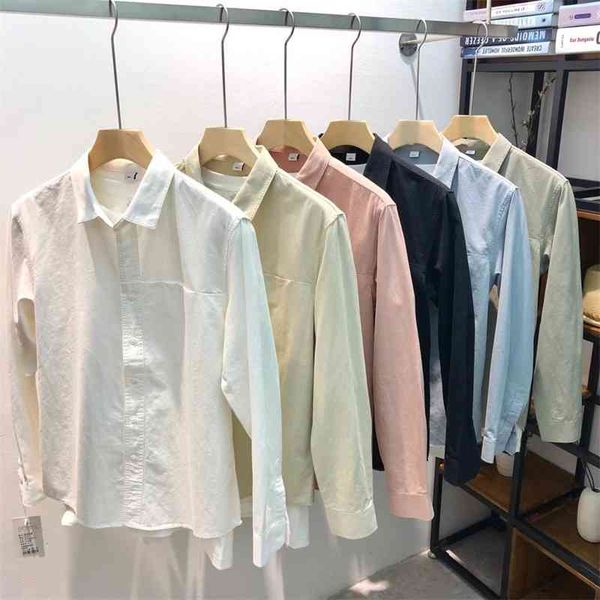 

shirt autumn and winter new pure color simple business cotton casual men's shirt, White;black