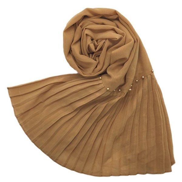 

scarves plain wrinkle pearl hijab scarf muslim arab bead headscarf good quality pleated chiffon shawls, Blue;gray