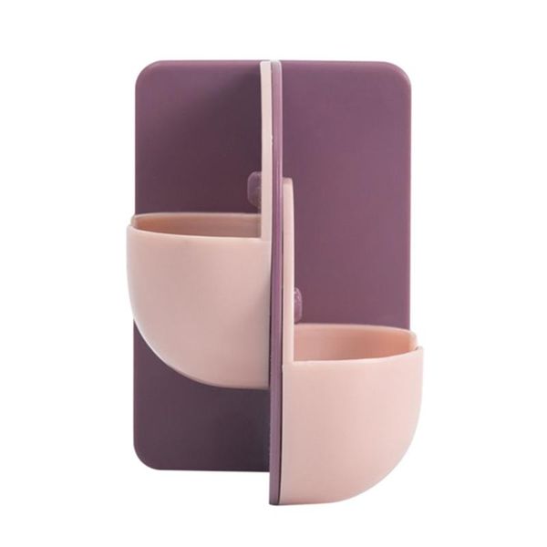 

2pcs/set wall mounted self adhesive office restaurant living room no drilling bedroom multifunction pp plug hook storage rack hooks & rails