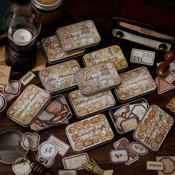 

gift wrap 40 pcs/iron box vintage labe stamp style material stickers scrapbooking junk journal creative stationery can write