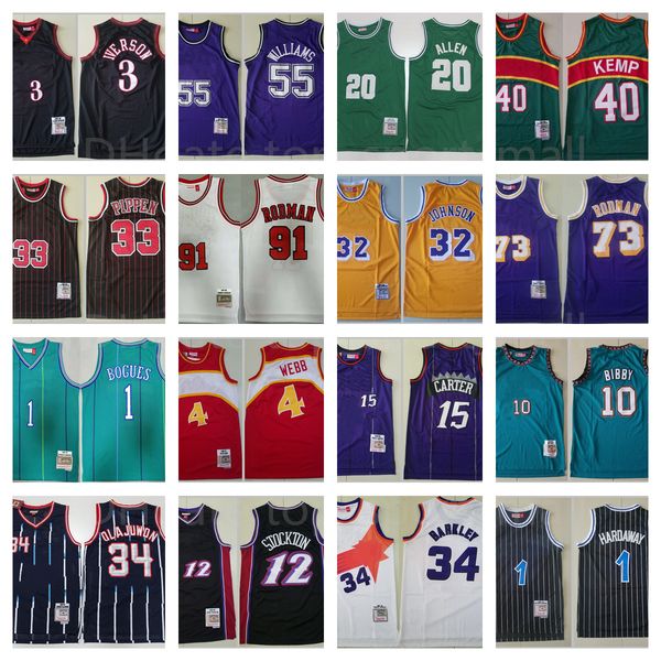 

mitchell and ness basketball allen iverson jersey jason williams chris webber mike bibby shawn kemp dennis rodman pippen johnson stockton ba, Black;red