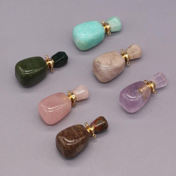 

charms natural semi-precious stones perfume bottle pendant for jewelry making necklace accessories wholesale, Bronze;silver