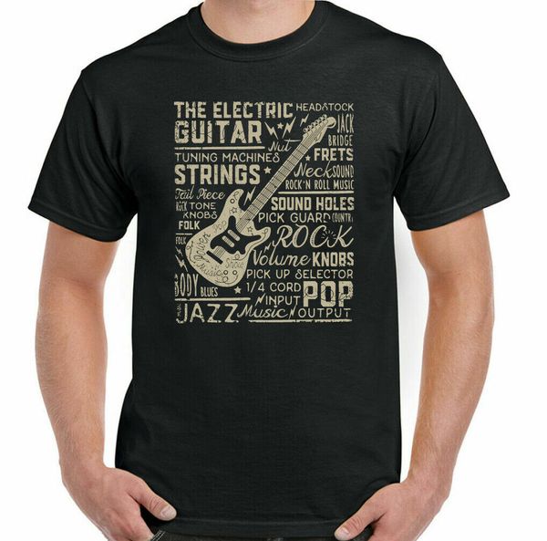 

guitar t-shirt mens funny guitar electric acoustic bass amp rock music, White;black