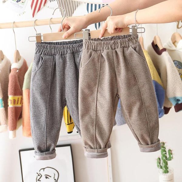 

boys and girls plus velvet pants spring autumn models warm casual baby cotton children's fashion korean trousers, Blue