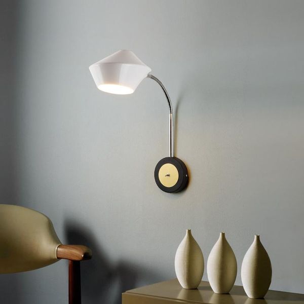 

wall lamp 5w led hose bedside working reading sconces on/off switch white gold black flexible modern indoor lighting 220v