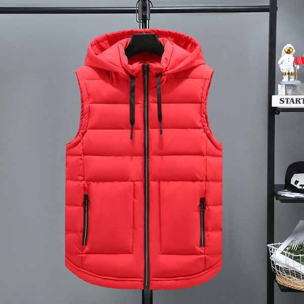 

men's vests 2022 hooded vest youth autumn casual fashion down cotton, Black;white