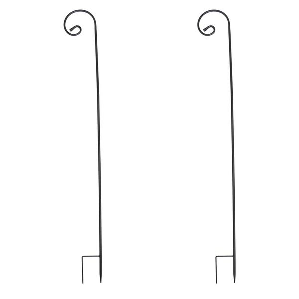 

hooks & rails 2pcs garden shepherd hook metal craft anti-rust ground rod lawn streetlamp black decoration