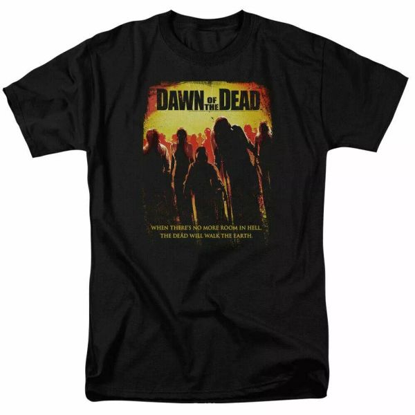 

dawn of the dead title t shirt mens licensed zombie movie tee black, White;black
