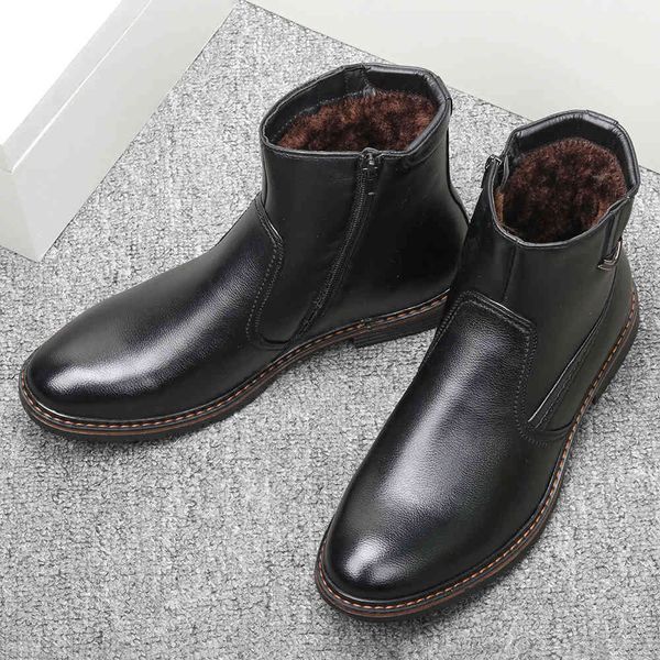 

dress shoes men winter boots non-slip comfortable brand snow boots fashion warm tom7, Black