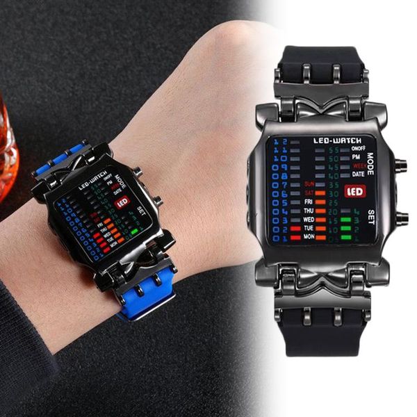 

wristwatches electronic clock stainless steel watches for men women business multifunction led digtal sports wrist watch, Slivery;brown