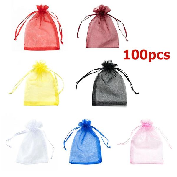 

storage bags 100pcs organza bag wedding party candy jewelry packaging drawstrings pouch nuts space-saving organizer