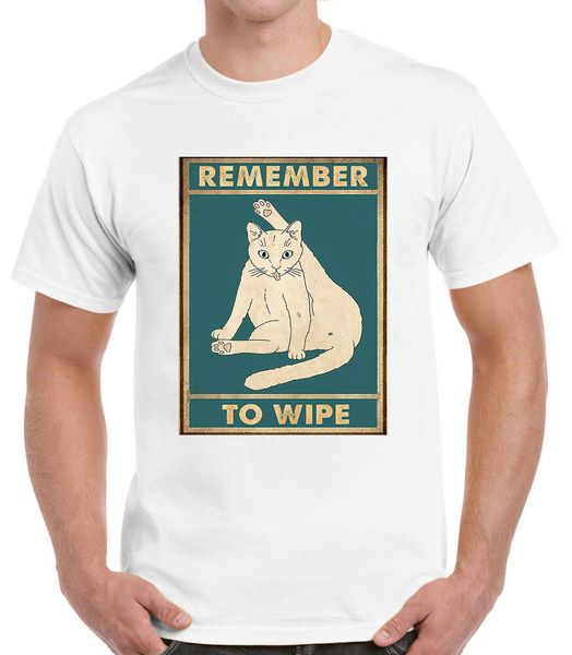 

cat remember to wipe t-shirts, White;black