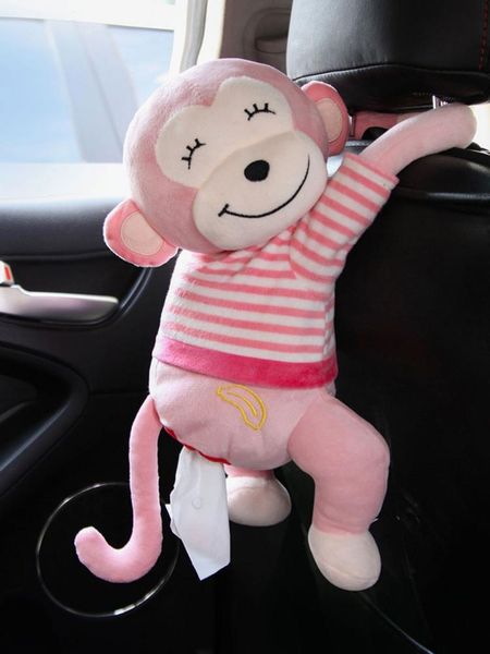 

creative cartoon plush monkey car hanging napkin tissue home office paper box pillow interior accessories