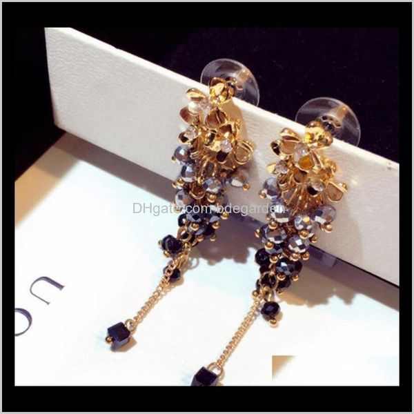 

dangle & chandelier drop delivery 2021 jewelry flowers beaded crystal colorful handmade tassel earrings for women simple fashion dgtje, Silver