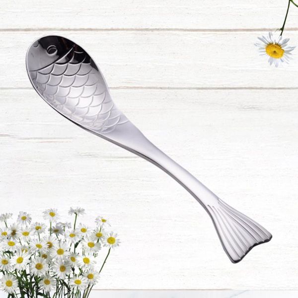 

spoons fish shape soup spoon stainless steel ladle dinner )
