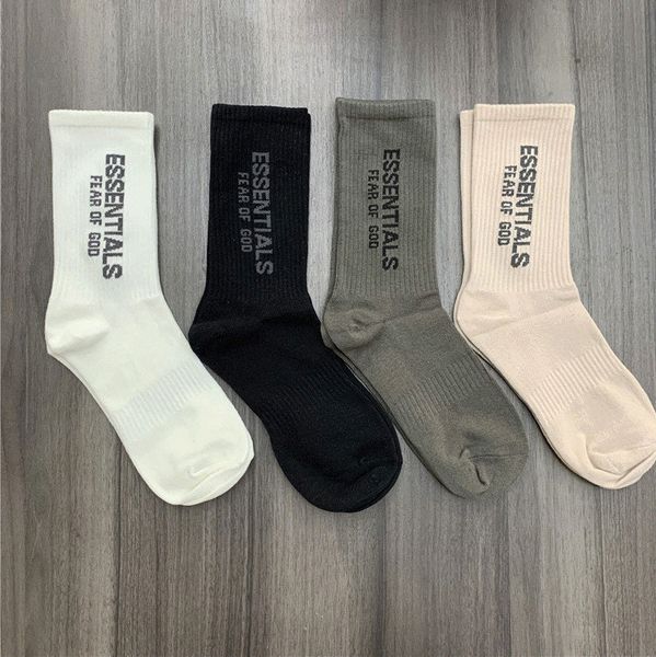 

fog feel of god double line essentials letter long tube socks men's and women's fashion in cotton high street, Black