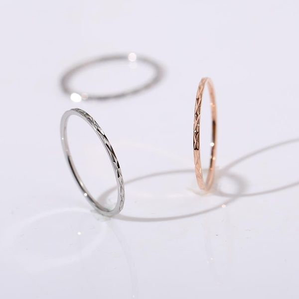 

wedding rings cross texture narrow 1 mm tail for girls titainum steel silver color women finger gift ring jewelry, Slivery;golden