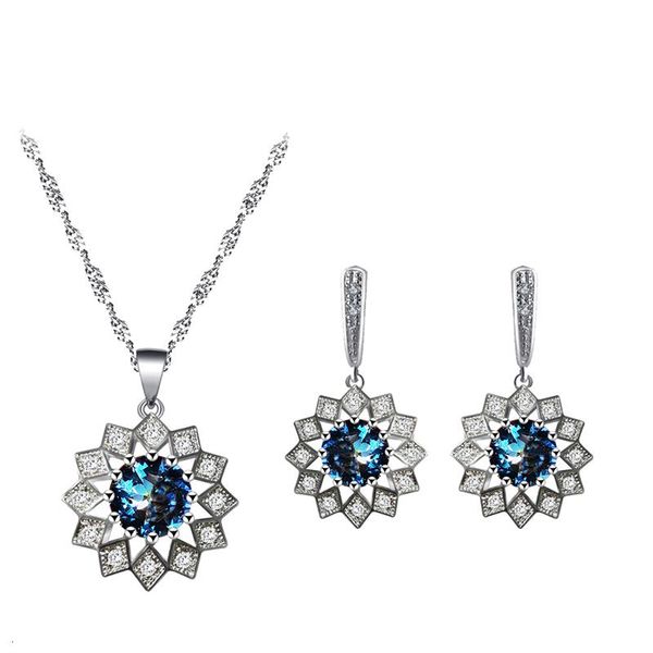 

earrings & necklace small fresh silver plated white color zircon pendant jewelry set fashion anniversary gift js832