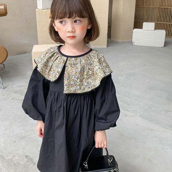 

girl's dresses baby girls retro dress autumn style girl lapel long sleeve toddler kids clothing 2-7 years children's wear, Red;yellow