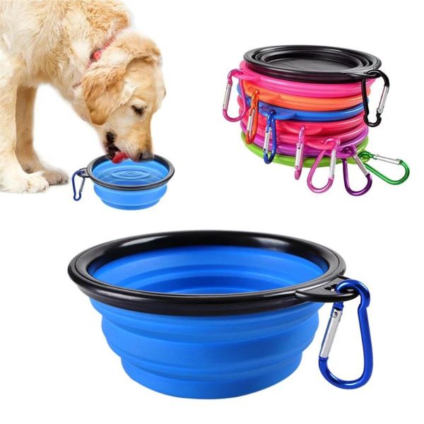 

dog bowls & feeders 350ml bowl foldable pet cat water feeder travel portable feeding dishes with carabiner supplies