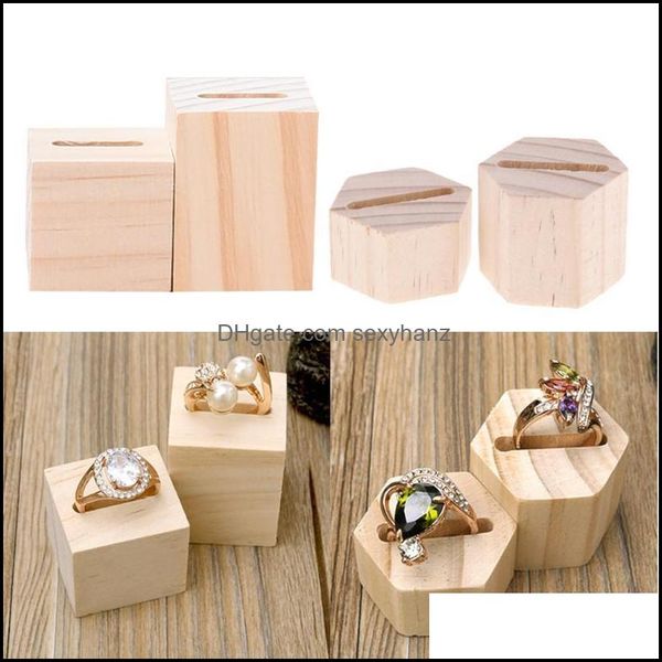 

packaging & jewelry pouches, bags 4pcs plain unfinished wooden ring band display holder wedding party decoration drop delivery 2021 i9g3y, Pink;blue