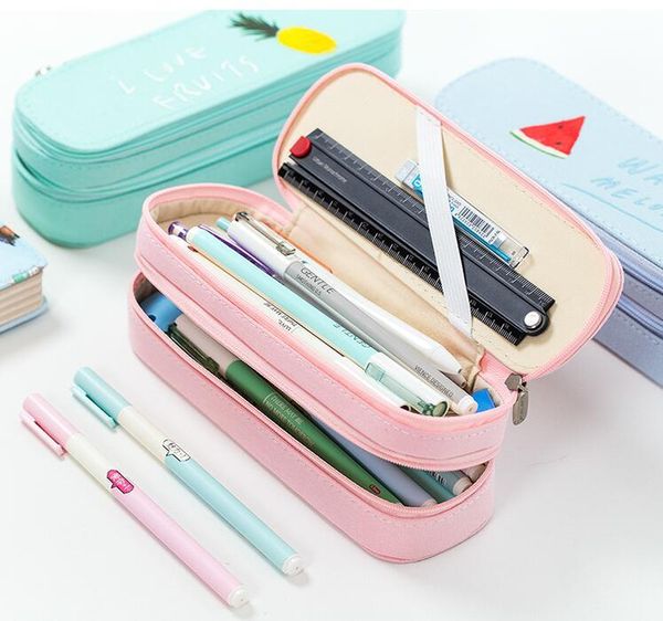 

multi-function pencil bag double-layer large-capacity canvas pen korea simple stationery small fresh net red case bags