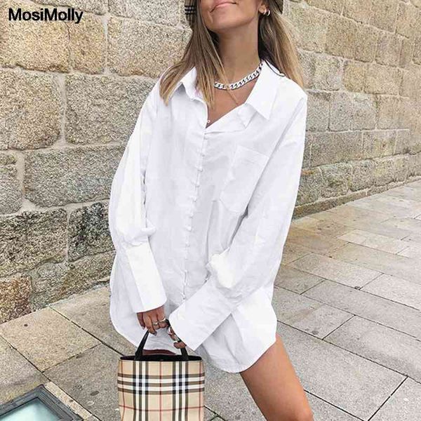 

women's tanks & camis mosimolly button down cotton blouses shirt oversize white long sleeve open stitch female blusas 9ubw