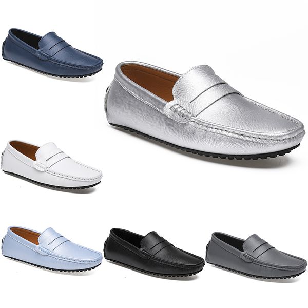 

2021 leather doudou men's casual driving shoes soft sole fashion black navy white blue silver yellow grey footwear all-match lazy cross