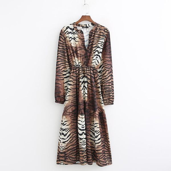 

casual dresses u-swear women spring dress vintage animal prints pattern retro look modern lady's wear vestidos feminino, Black;gray