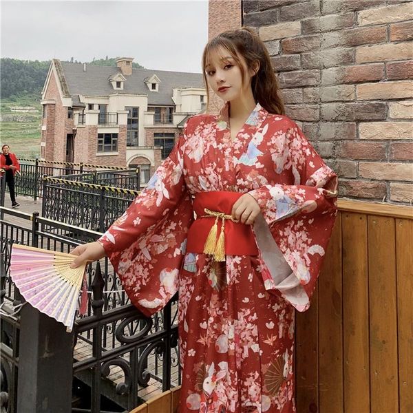 

japanese traditional kimonos yukata women costume geisha kimono dress female obi cosplay ff2194 ethnic clothing, Red
