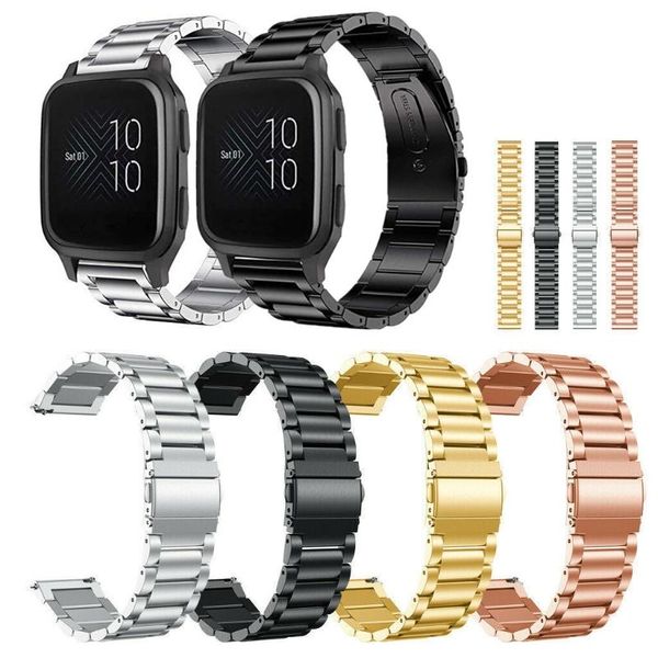 

watch bands stainless steel bracelet smart strap for -garmin venu sq double snap buckle solid, Black;brown