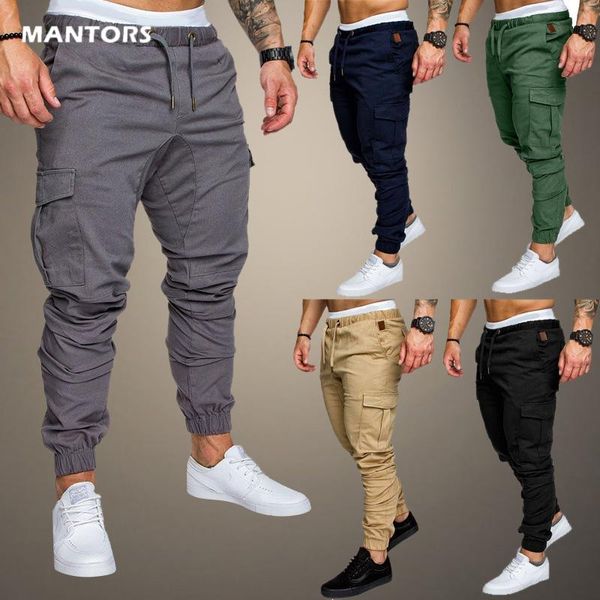 

men's pants men casual 2021 autumn mens hip hop fashion pure color trousers male jogger elastic sweatpants streetwear multicolor, Black