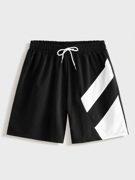 

men two tone drawstring track shorts y1lu#, Black