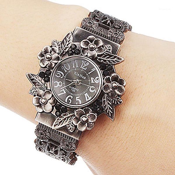 

wristwatches pulsera hombre 2021 xinhua stainless steel dial quartz for women fashion bracelet watches flower watch, Slivery;brown