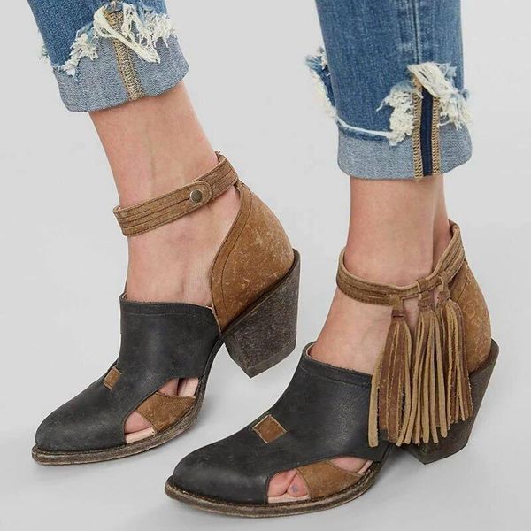 

dress shoes women fringe pu high heels fashion casual pointed toe ladies, Black