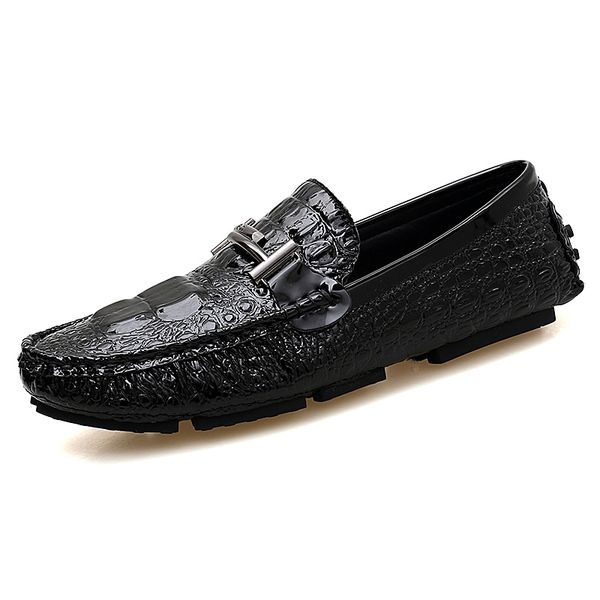 

man new fashion casual shoe man hand-made comfy leather shoe man lazy slip-on loafers moccasin masculino flats driving shoe 2022, Black