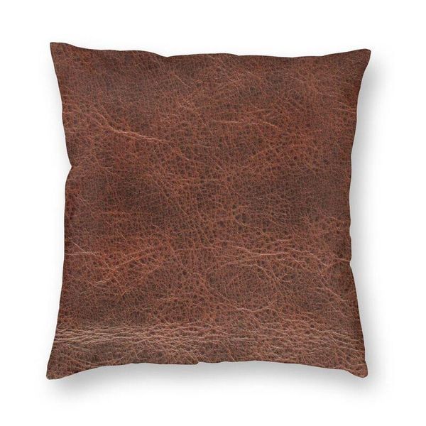 

cushion/decorative pillow brown leather design cover home decorative vintage textures pattern cushion throw for car double-sided