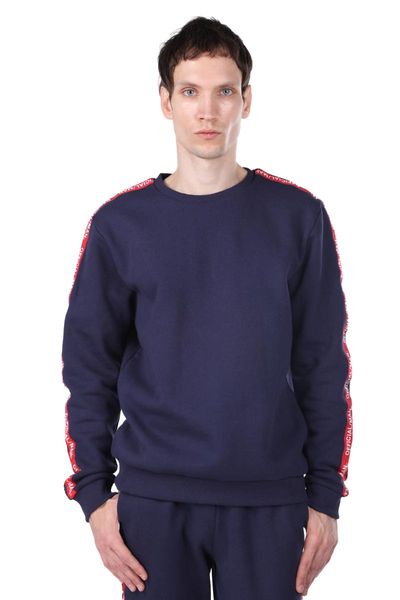 

mens crew neck sweatshirt with side stripe men's hoodies & sweatshirts, Black