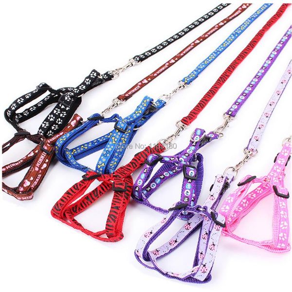 

dog collars & leashes 36 pcs/lot adjustable nylon pet harnesses collar for small cats dogs traction harness belt kitten cat halter product