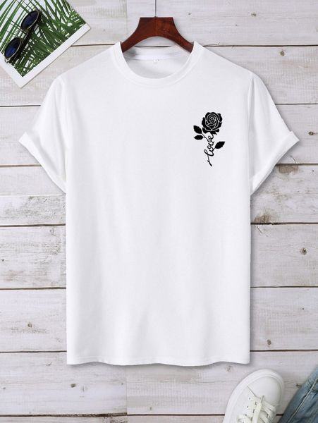 

men floral print tee g06b#, White;black