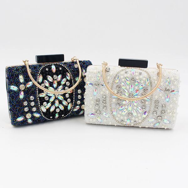 

evening bag dinner pearl embroidery portable small square hand sewn drill