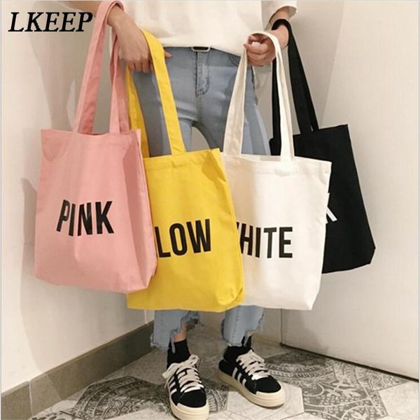 

shopping bags pu + canvas bag simplle letters school travel folding shoulder large capacity
