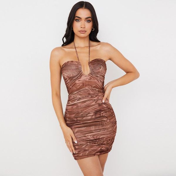 

casual dresses 2021 summer tight dress ladies mini party brown, Black;gray