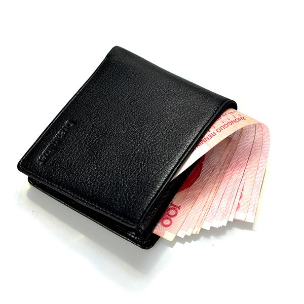 

men dreamlizer thin bifold short italian grain genuine leather purse large coin pocket bags, Red;black