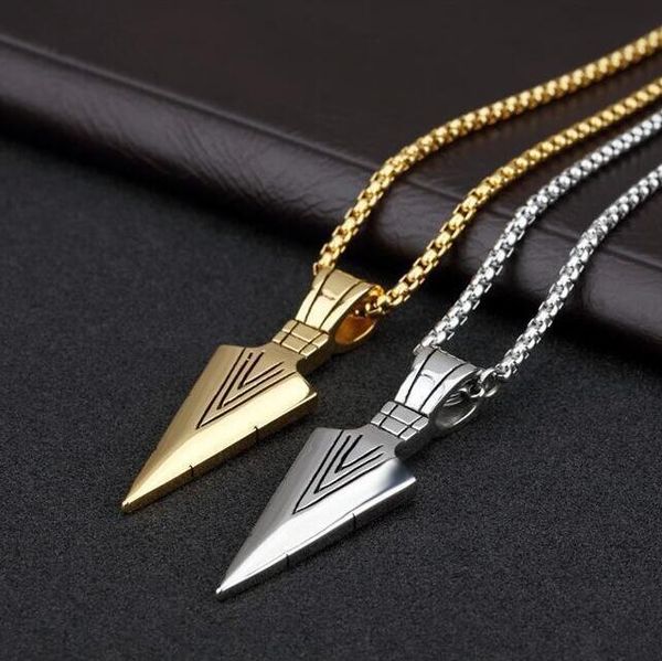 

pendant necklaces banru selling arrow necklace stainless steel short keel chain men's vintage ornament wholesale, Silver