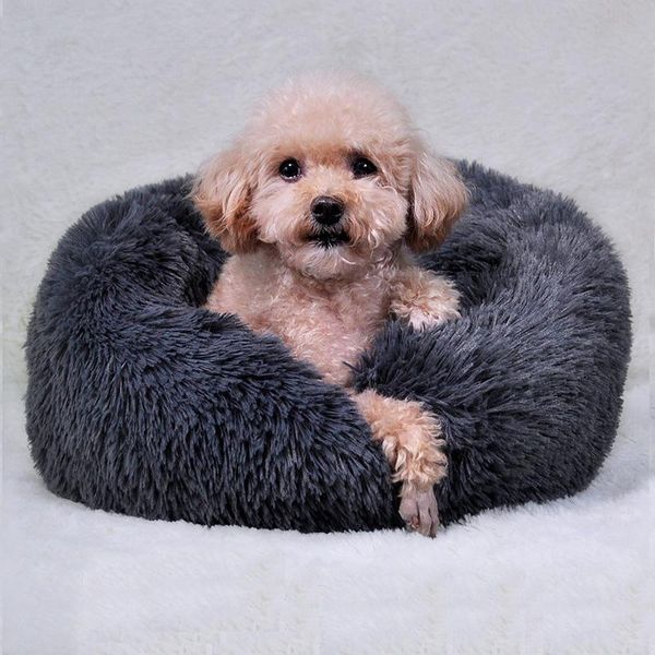 

fluffy plush dog bed donut cute pet sleeping bag kennel sofa medium-sized large cat cushion beds & furniture