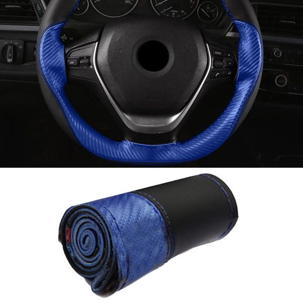 

steering wheel covers blue cover car diy with needles thread 38cm(l) x 10.2cm(w) high quality