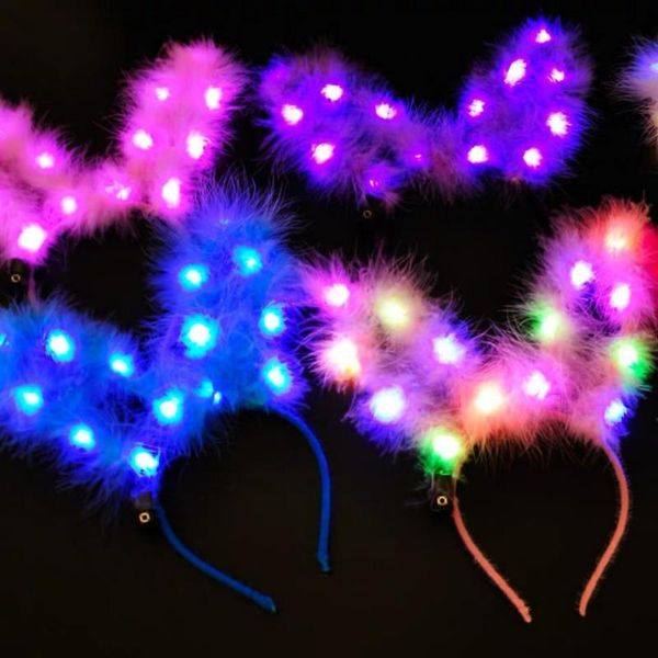 

party decoration 2021 headband hats festival plush led shiny hair hoop lovely light up accessories